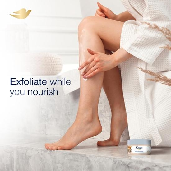 DOVE Body Polish for Skin Exfoliation & Nourishment with Crushed Macadamia & Rice Milk | For Radiant & Soft Skin | Sulphate Free | 100g