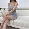 2026 new gray sexy suspender dress women's summer spice sleeveless tight backless hip-wrapped short skirt
