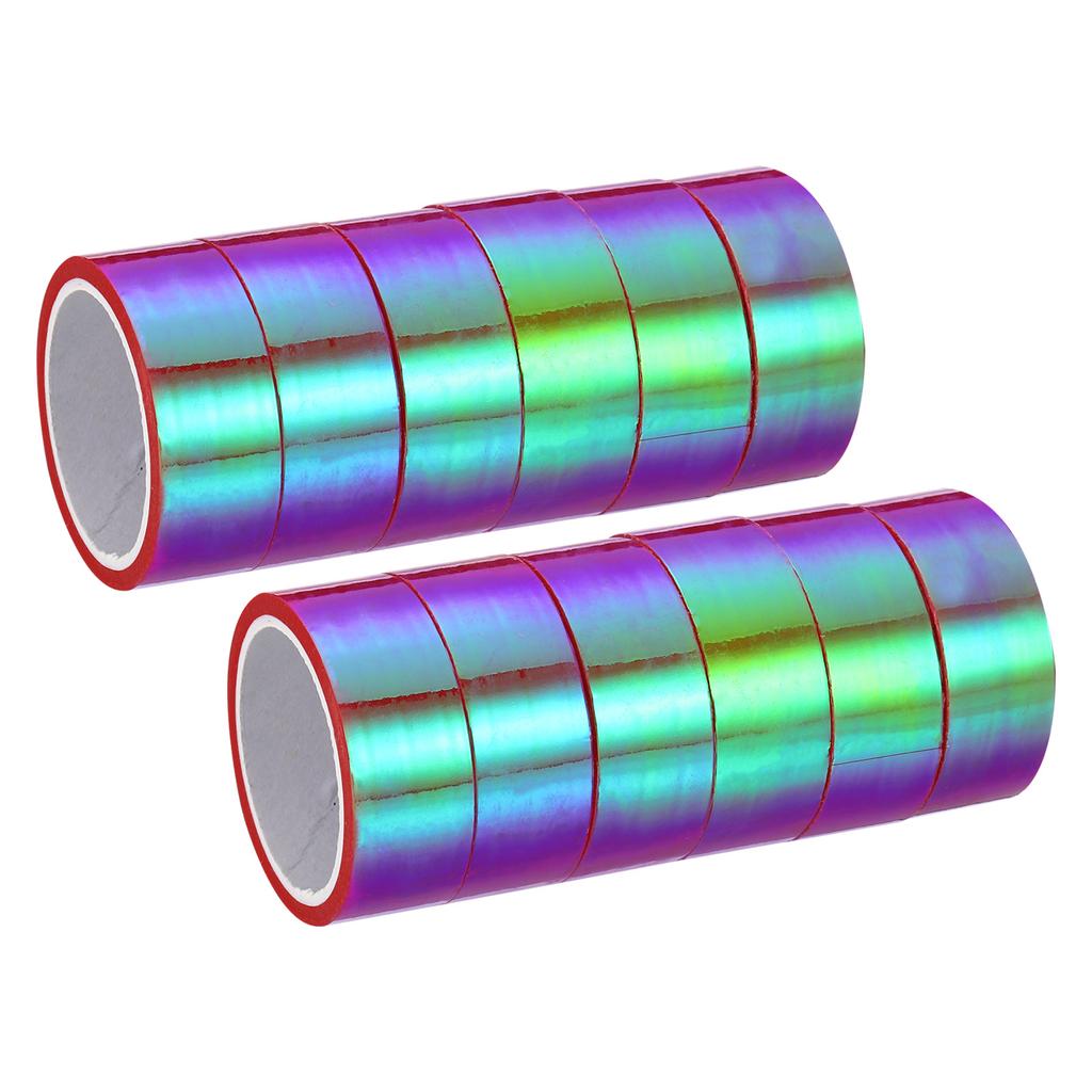 3/12Rolls 15mmx5m Metalized Tape Self Adhesive Holographic Foil Mirror Metallic Masking Sticker Tapes for DIY Art Craft Wrapping