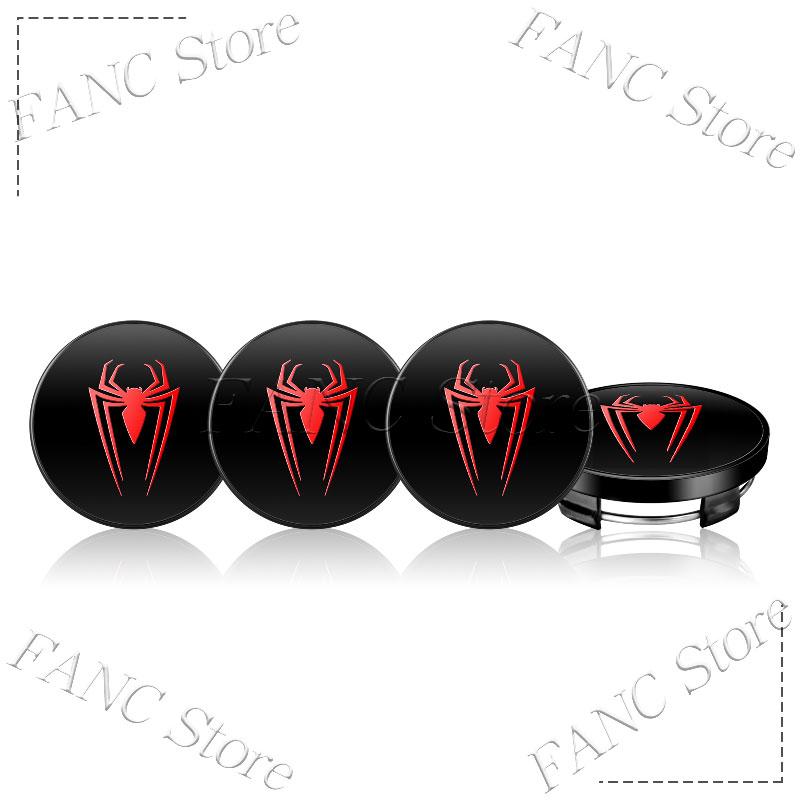 

4Pcs 56/60mm Creative Red Spider Symbol Car Wheel Hub Center Cap Badge Covers Stickers For Universal Auto Accessories
