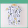 Elephant Penguin Bear Dinosaur Prints Baby Cotton Short Sleeve Romper With Safety Closure For Newborns