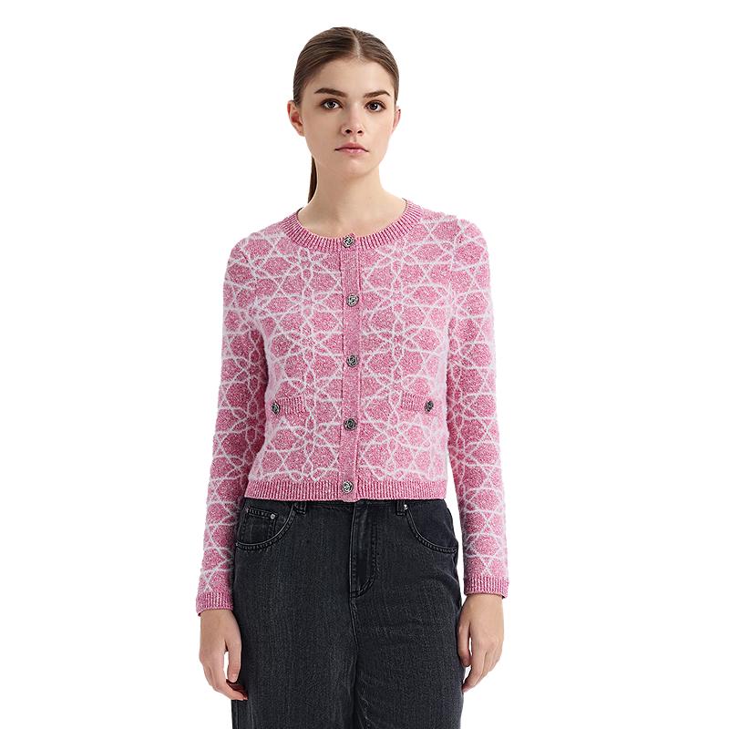 

PORTS Женский кардиган с длинным рукавом, вязаный, розово-красный S