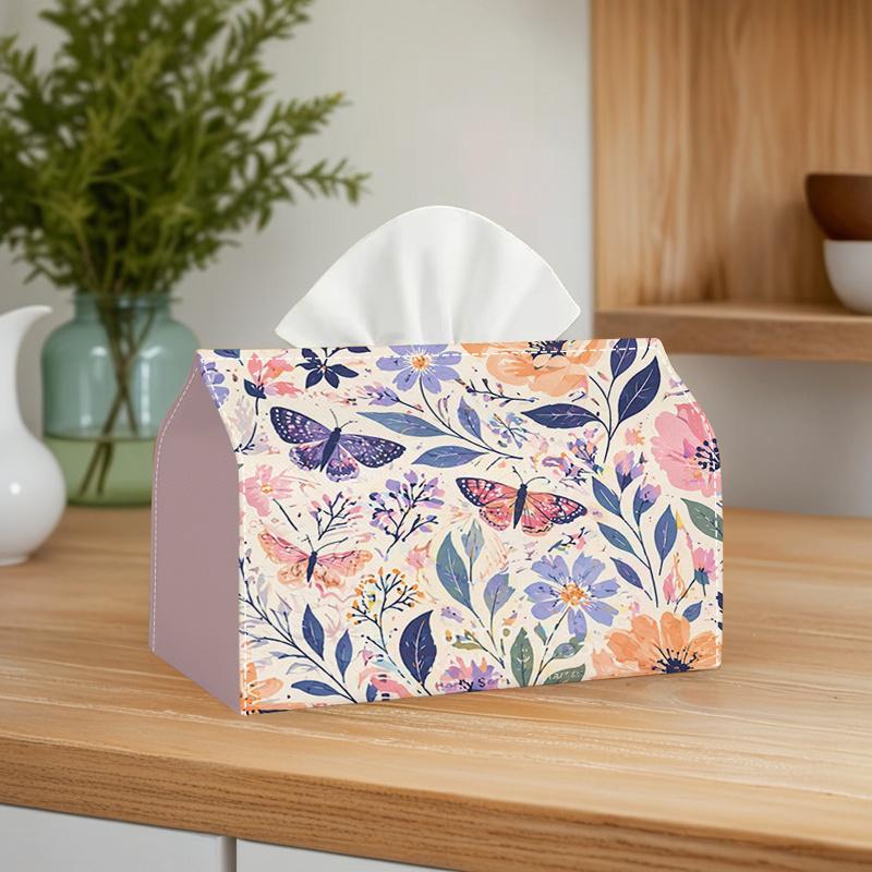 1pc Oversized Floral Butterfly Tissue Box Holder - Decorative Suitable for Spring Picnic Wedding Party Centerpiece, Elegant Table Decor with Tissue Ro