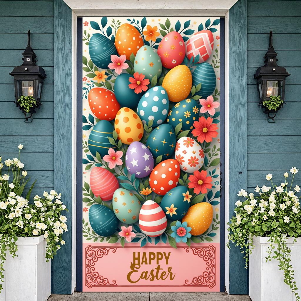 Easter Egg Display Vintage Truck Religious Easter Backdrop Spring Easter Background Plaid Border For Family Gathering Church