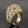 Huitan Brilliant Gold Color Rings for Engagement Charming Noble Temperament Accessories Delicate Dazzling Modern Party Jewelry