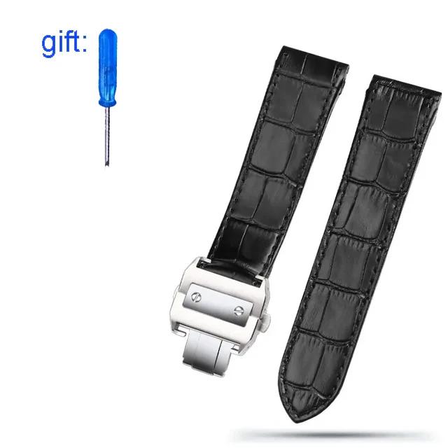 Echtes Lederarmband geeignet für Cartier Santos Armband Santos 100 Herren und Damen Faltschließe Armband 20mm 23mm