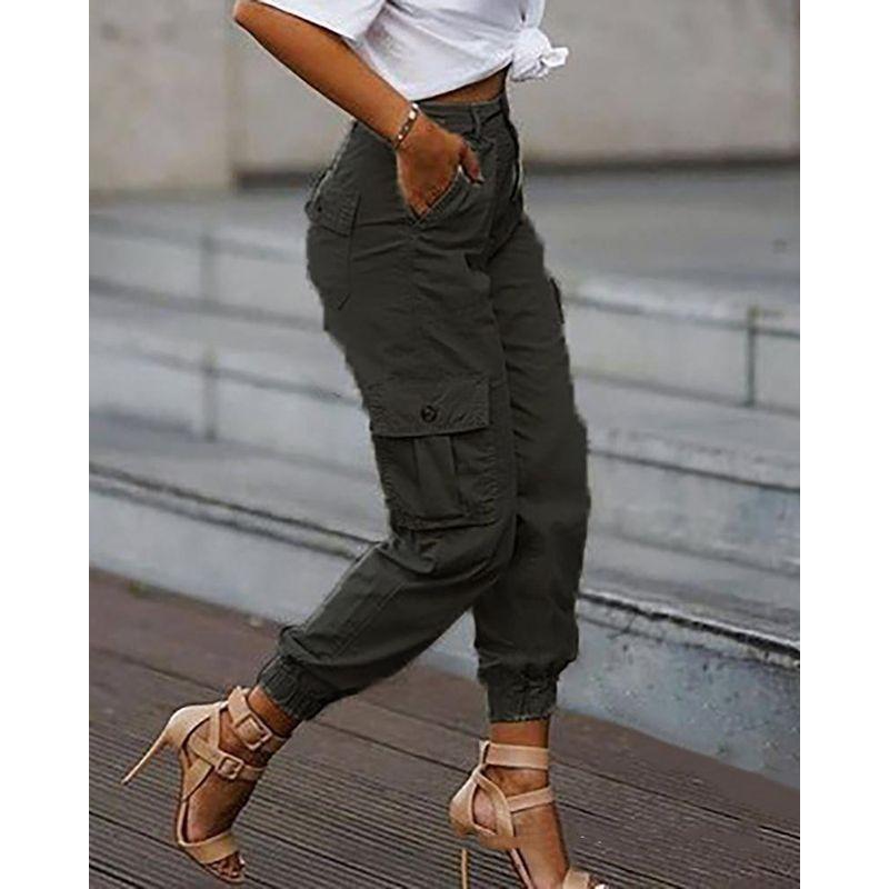 2021 New European and American Fashion Loose Multi-pockets Feet Cargo Pants Women Fj172