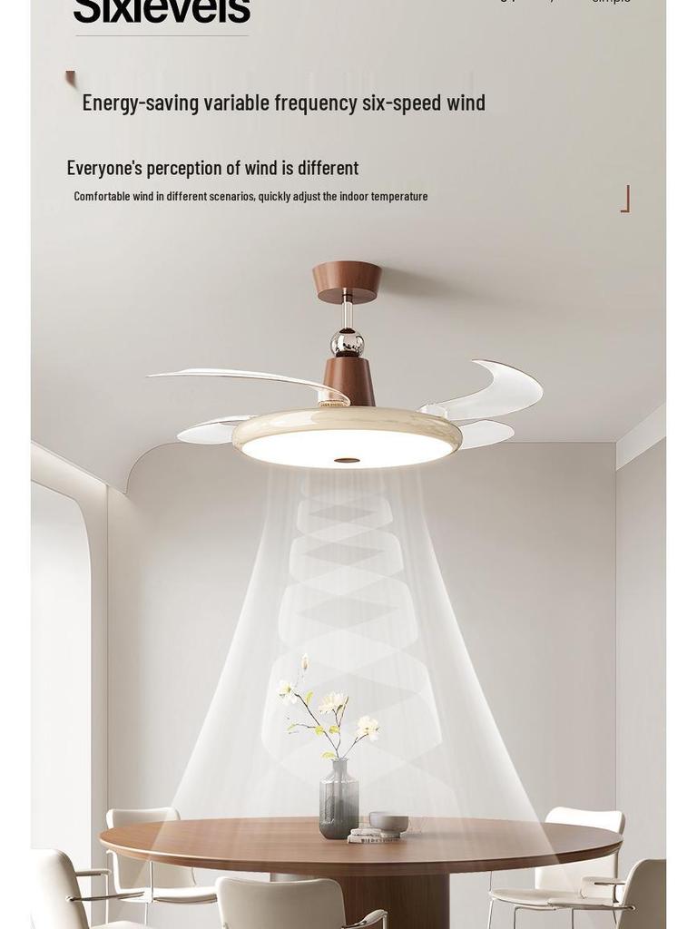 2025 Cream Wabi-Sabi Mid-Century Ceiling Fan Light, Silent High Airflow for Living Rooms & Restaurants