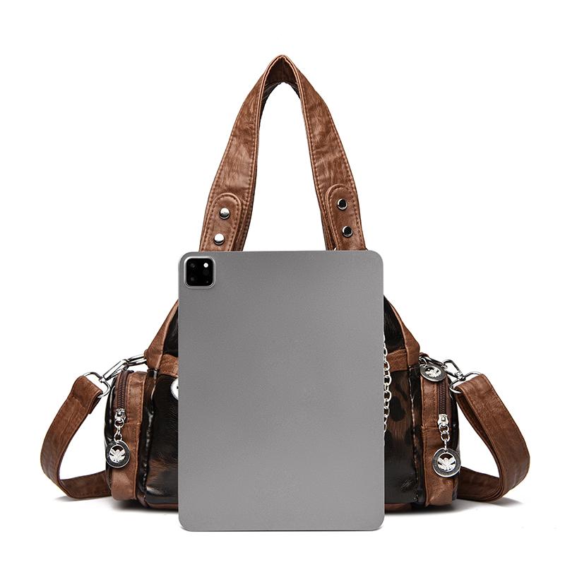 Bolso de Mano Retro para Mujer con Estampado de Leopardo, Piel Sintética, Decoración de Cadena, Gran Capacidad, Bolso de Hombro Versátil, Bolso Cruzado Tote con Correa Desmontable, Casual Diario