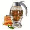 Honey Dispenser No Drip - 8oz Plastic Beehive Shape Syrup Dispenser with Stand - Leak-Proof Honey Jar Pot with Trigger for Easy Pouring