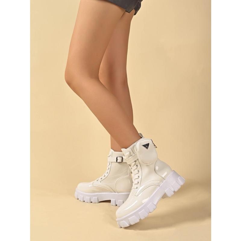 Women's New Lace-Up Round Toe Platform Short Boots Bag Boots Women's British Style Fashion Martin Boots