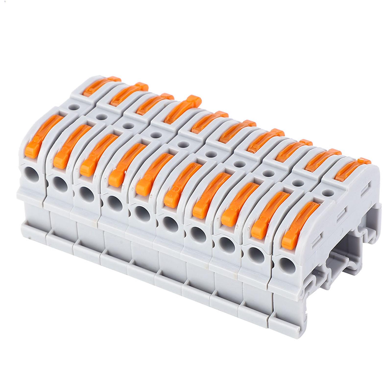 

10pcs PCT211 Rail Type Wire Connector 0.24mm Press Fast Wiring Terminal Block(Light Gray )