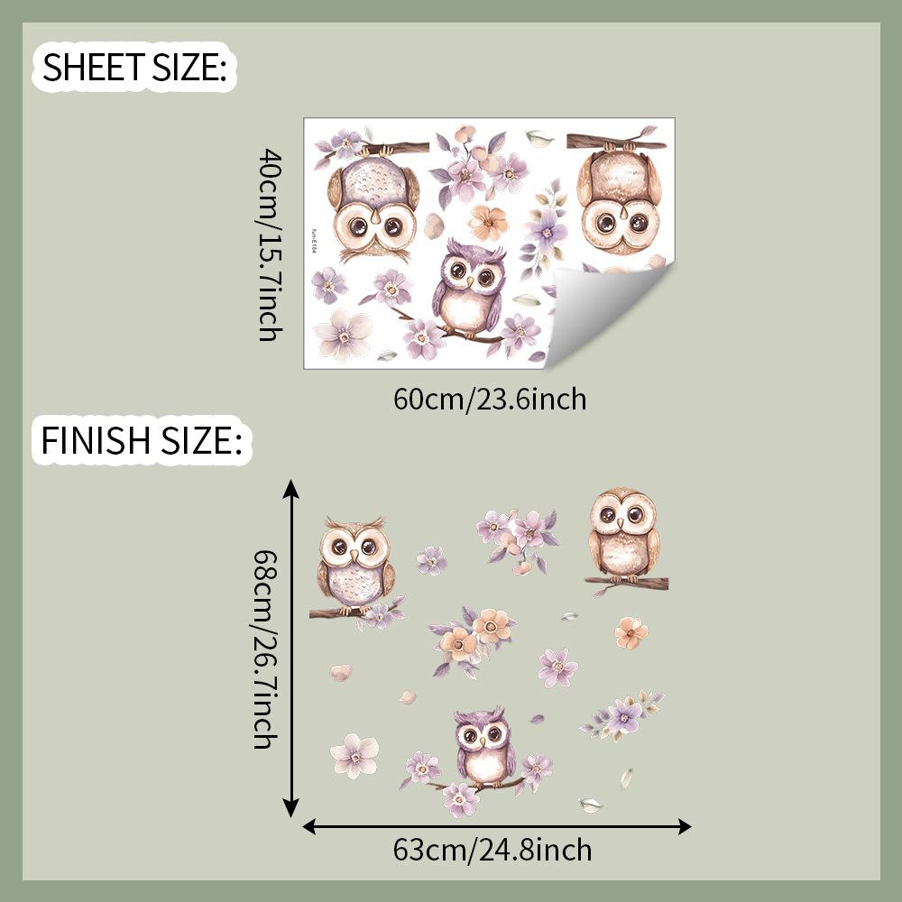 

Расписанные цветы ветки совы спальня гостиная прихожая фон украшение наклейки на стену
