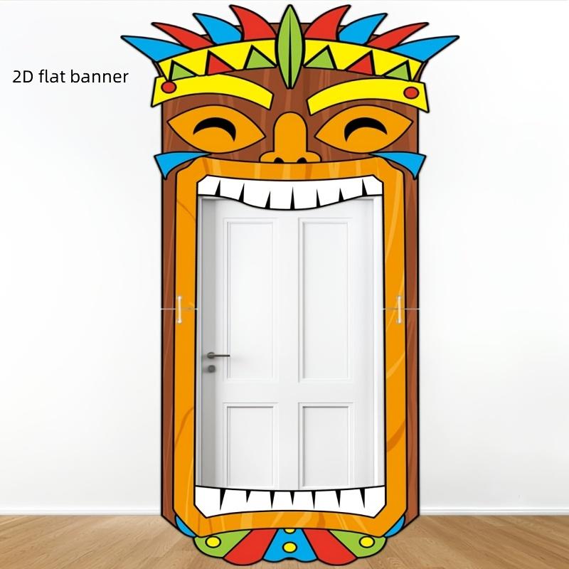 2D Flat Hawaiian Tiki Totem Check in Photo Booth Polyester Aloha Luau Tropical Mona Birthday Party Decor Birthday Party Decor