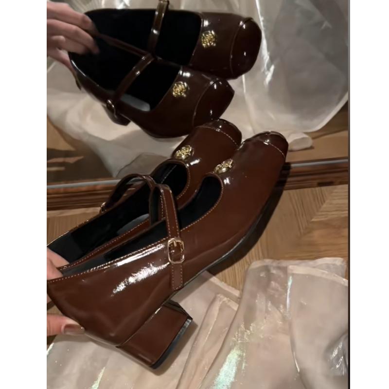 Fashion A New Retro French-style, Versatile, Thick-heeled Commuter Mary Jane Single Shoe with an Insole Height Increase of 7cm for Women