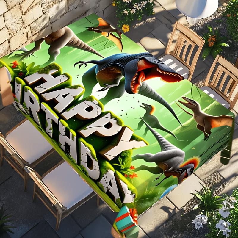 1pc Dinosaur Theme Birthday Party Tablecloth, Polyester Printed Rectangular Tablecloth.PMJ