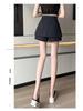 Women's 2026 Spring/Summer High-Waist Black A-Line Wide-Leg Cargo Shorts Skirt
