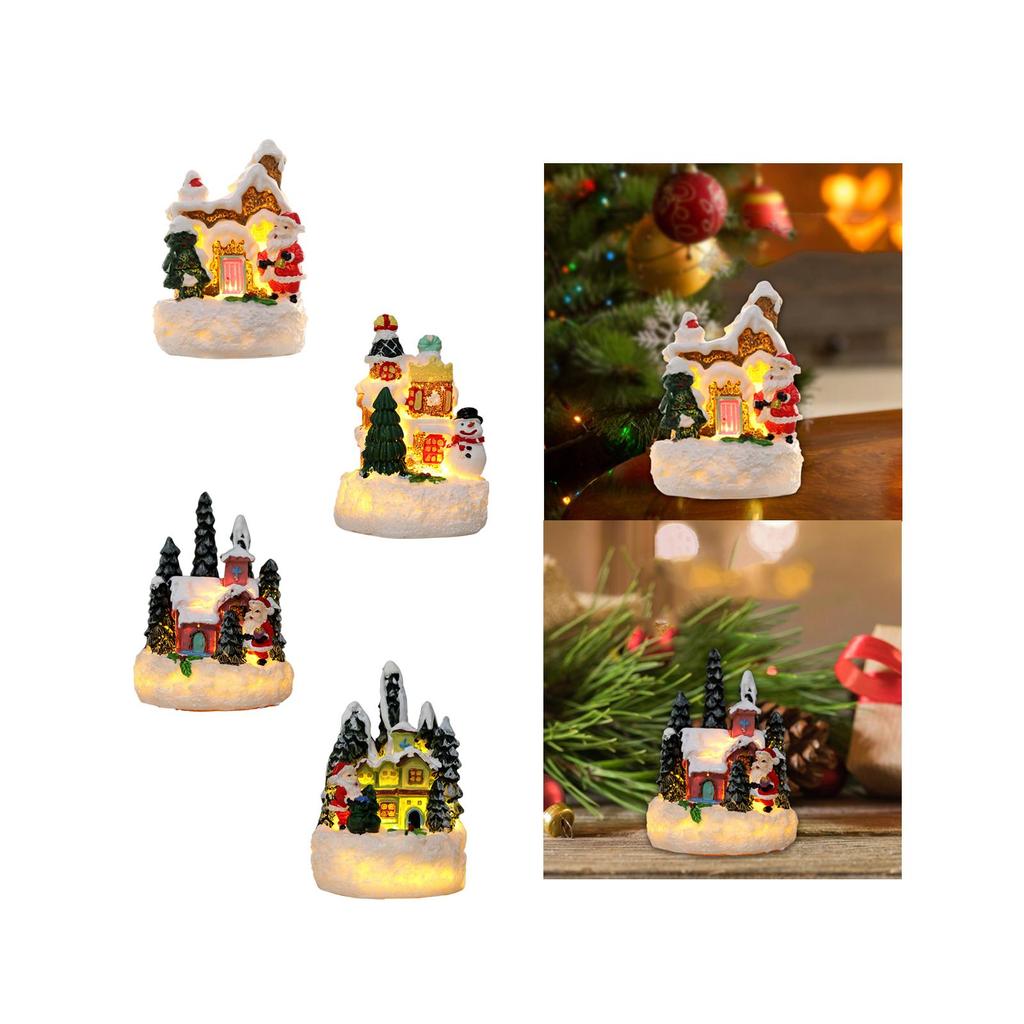 Christmas Figurine Gift Village House Statue for Housewarming Desktop Indoor