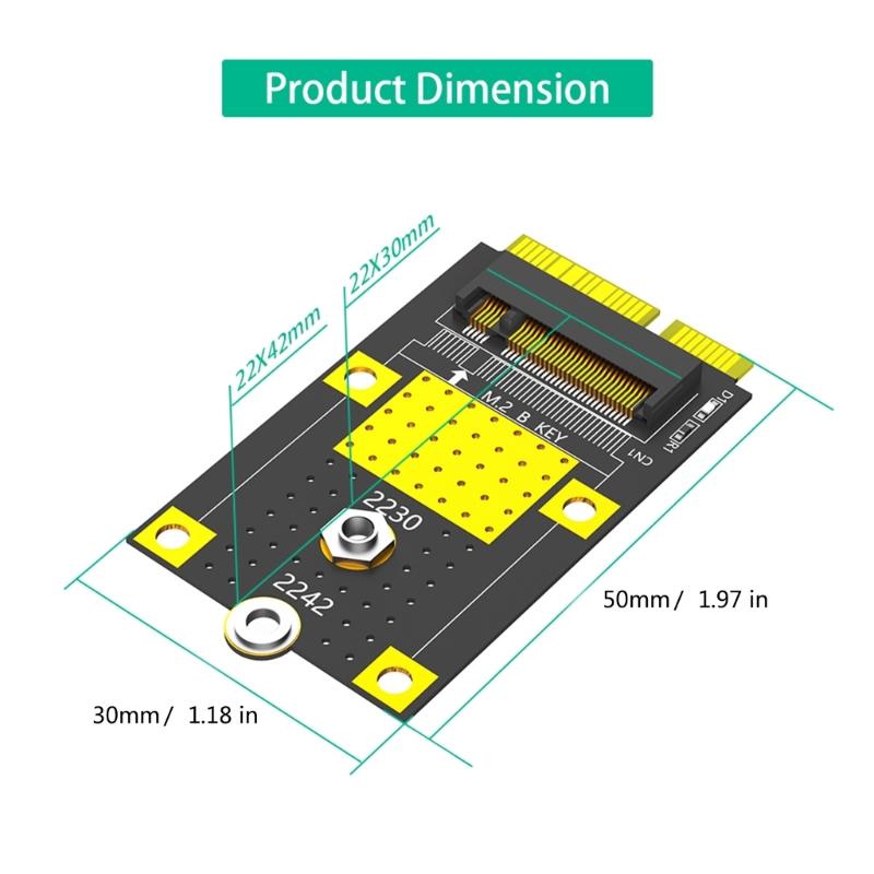 M.2 B Key To mSATA Adapter Card Risers M.2 mSATA SSDs To mSATA Male Converters Support 2230 2242 M.2 SSDs Adapter