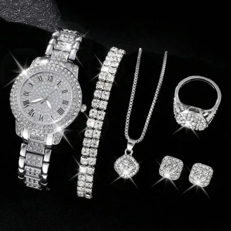 Watchwomen5Pcs Ladies Watch Set Diamond Watch Women'S Watch Fashion Roman Quartz Watch