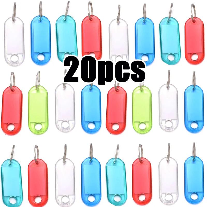 5/10/50Pcs Multicolor Keychain Key ID Label Tags Luggage ID Tag Keychains Hotel Number Classification Card Key Rings Accessories