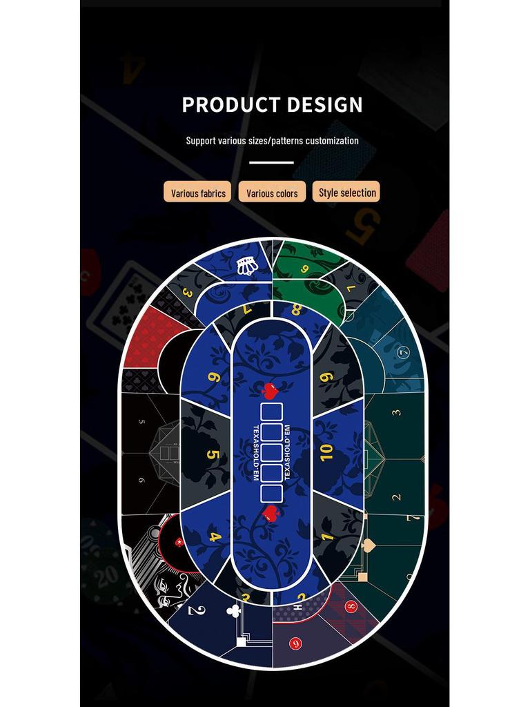 Texas Hold'em Silent Non-slip Poker Table Mat - Thickened Family Party Card Cloth, TikTok Style, Extra Large