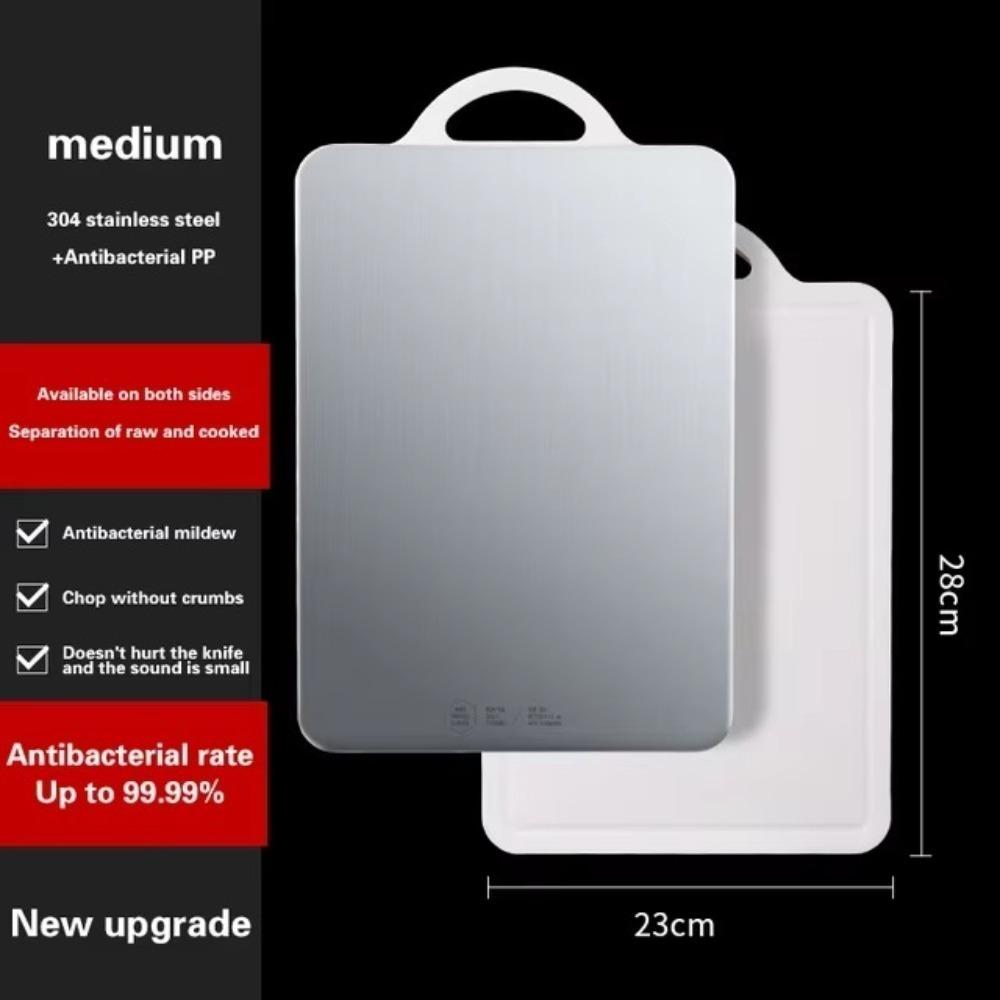 

Разделочная доска из нержавеющей стали для нарезки овощей и мяса Двусторонняя Кухонные инструменты Бытовая белый