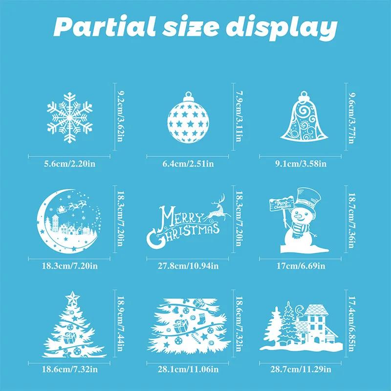 Merry Christmas Window Stickers White Snowflake Elk Xmas Tree Sticker Christmas Decoration Christmas New Year Home Supplies