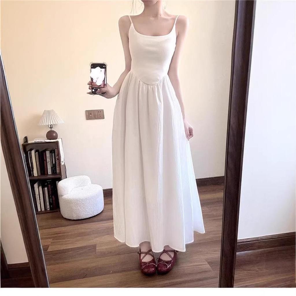 Korean Style Gentle White Camisole Dress for Girls - Early Spring 2026 First Love Long Skirt