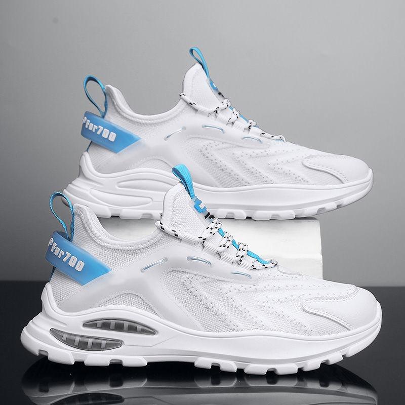 Mesh Sneakers Men's New Breathable Casual Shoes Flying Woven Air Cushion Trendy Running Shoes