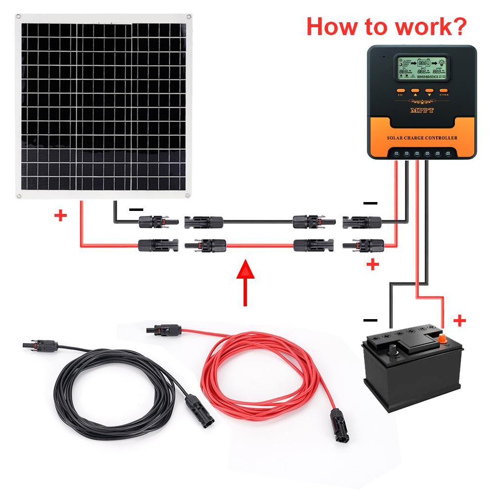 Double Ended Solar Extension Cable With Connector 12AWG 1000V/1500V Solar Photovoltaic Cell Cable Waterproof Connector