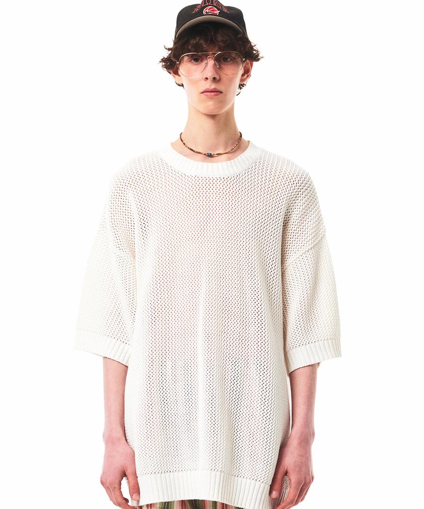 MAINBOOTH Basket Oversized Punching Sweater(White)