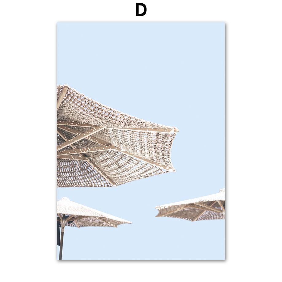 Фламінго Дошка для серфінгу Пляж Океанські хвилі Ракушка Настінне мистецтво Картини на полотні Тропічні плакати та принти Настінні картини для домашнього декору