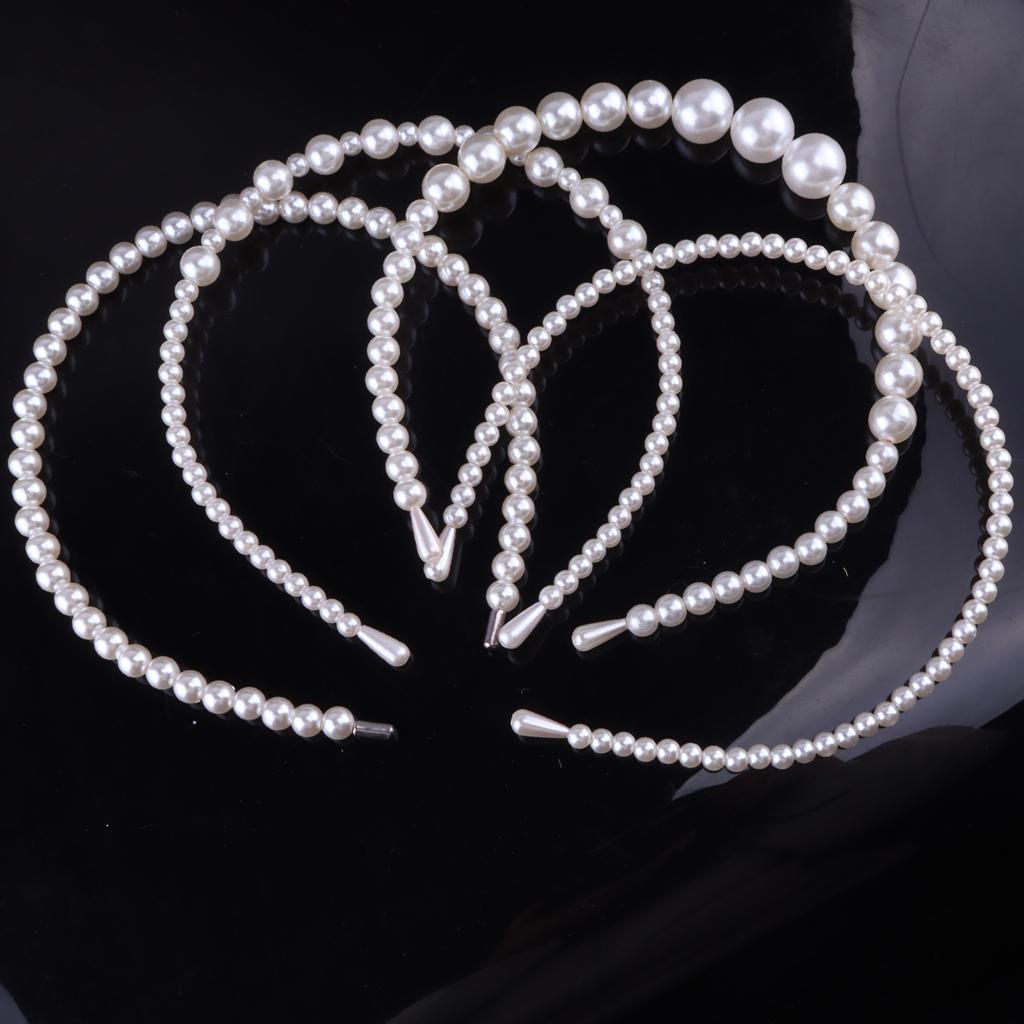 White Faux Pearl Hairbands Vintage Wedding Party Bridal Hair Hoop Pearl Headbands for Women Girls