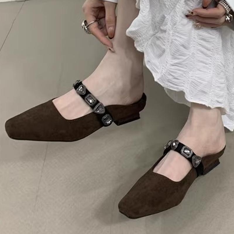 Fashion Fashion Women Slippers Slingback Square Toe Mules Shoes Dress Designer Woman Heeled Sandals 2025 Summer Party Sandalias De Mujer