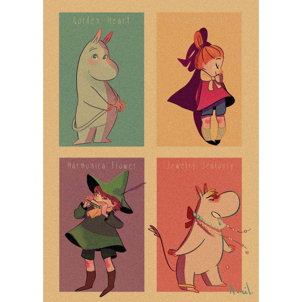 Moomin Family Retro Cartoon Poster Wall Art Mural 397