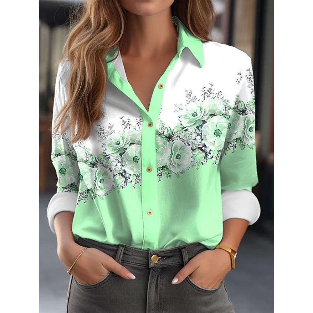 2024 Women Shirt Blouses Flower Shirt 3D Print High Quality Long Sleeve Elegant Shirt Party Fashion Tops Female Clothing Blouses
