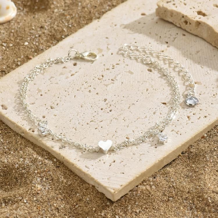Trendy Alloy Layer Anklet for Women Waterproof Designs With Crystals Embellishments Vocation Accessory Outfits