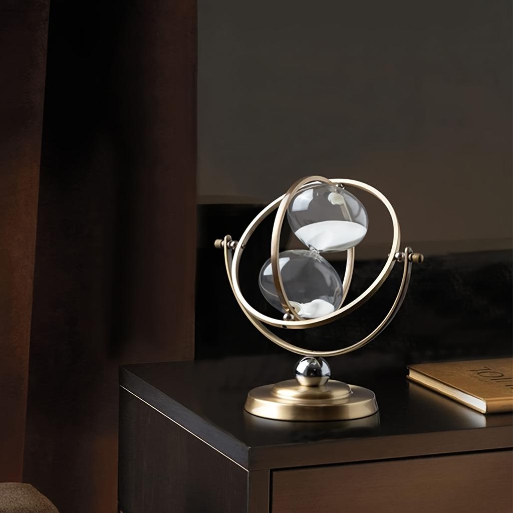 1pc, 30-Minute White Sand Timer, Antique-Inspired 720° Rotating Hourglass, Metal & Glass Vintage Sand Clock for Office, Desk, Home Decor
