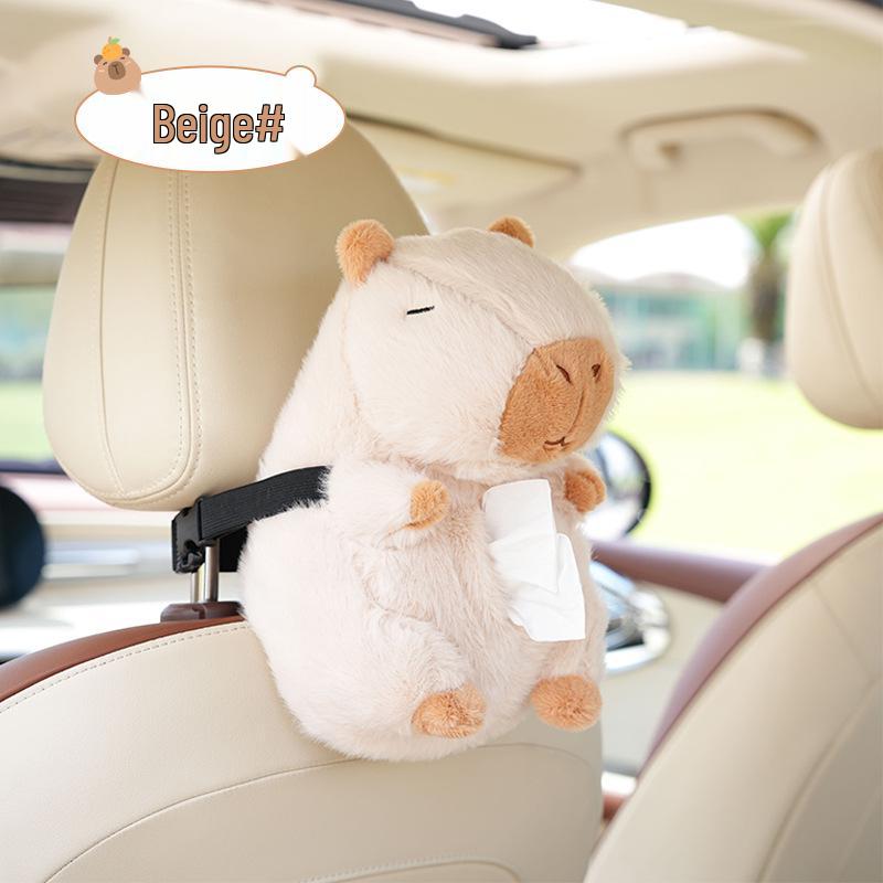 Capybara Car Tissue Holder - Plush Cartoon Multifunctional Tissue Box