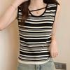 Tank Tops Women 2025 Summer Sleeveless V-Neck White Black Striped Knitted Tank Tops Camis Women Tops JJ219