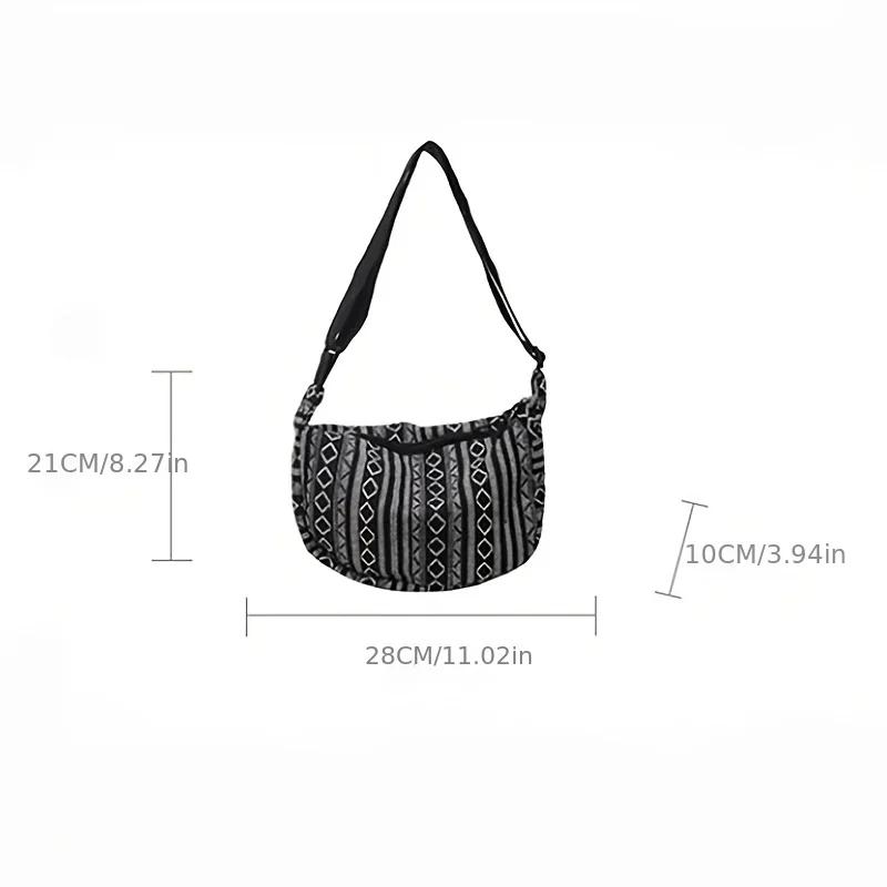 Borsa a tracolla stile tribale, Pieghevole a tracolla con chiusura a zip, Fantasia a righe, Tema bandiera Fodera bordata dipinta Lavabile a mano