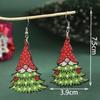 Christmas Fashion Earrings Wood Printed Stud Earrings Santa Ear Hooks Christmas Tree Earrings