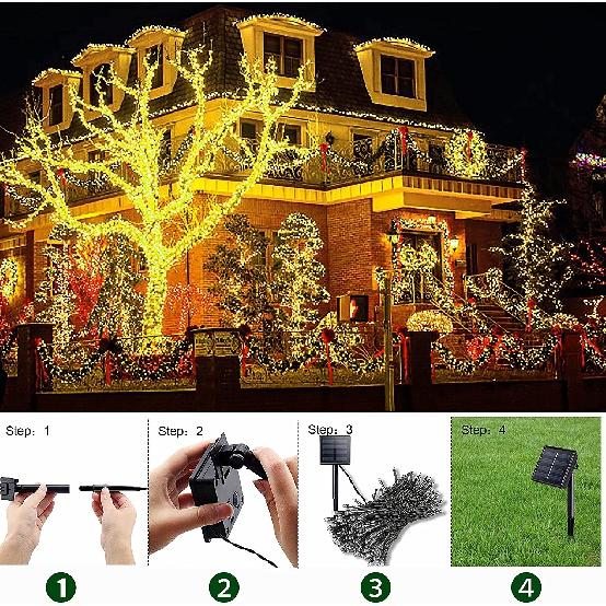 Outdoors Solar String Light 300LED 8 Modes Solar Lamp Waterproof for Gardens Wedding Party Valentines Christmas Tree
