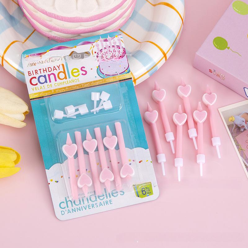 Creative pink love cake birthday candle baking cake decorative candle children's festival 2026 love