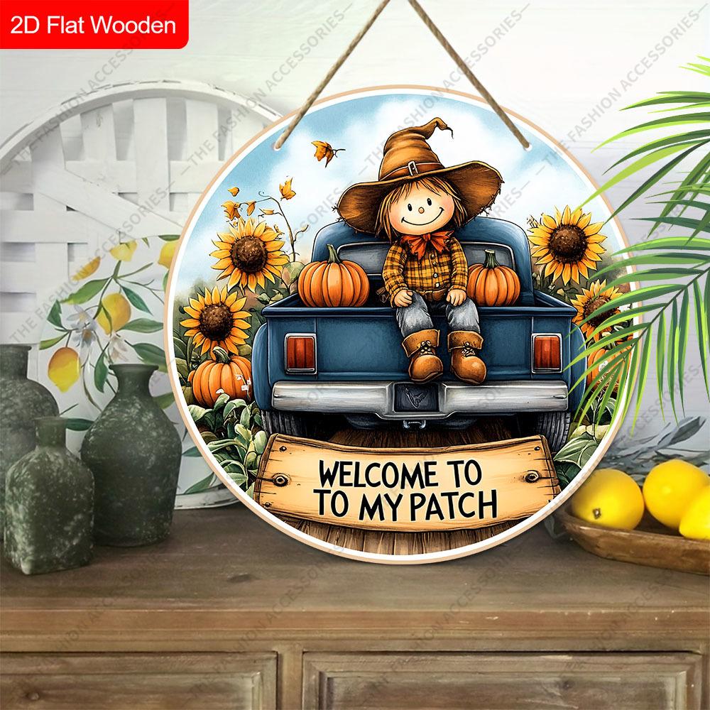 Garden decorations,autumn harvest festival decorations,wooden hanging decorative signs,Little girl and pumpkin pattern, 2D flat products