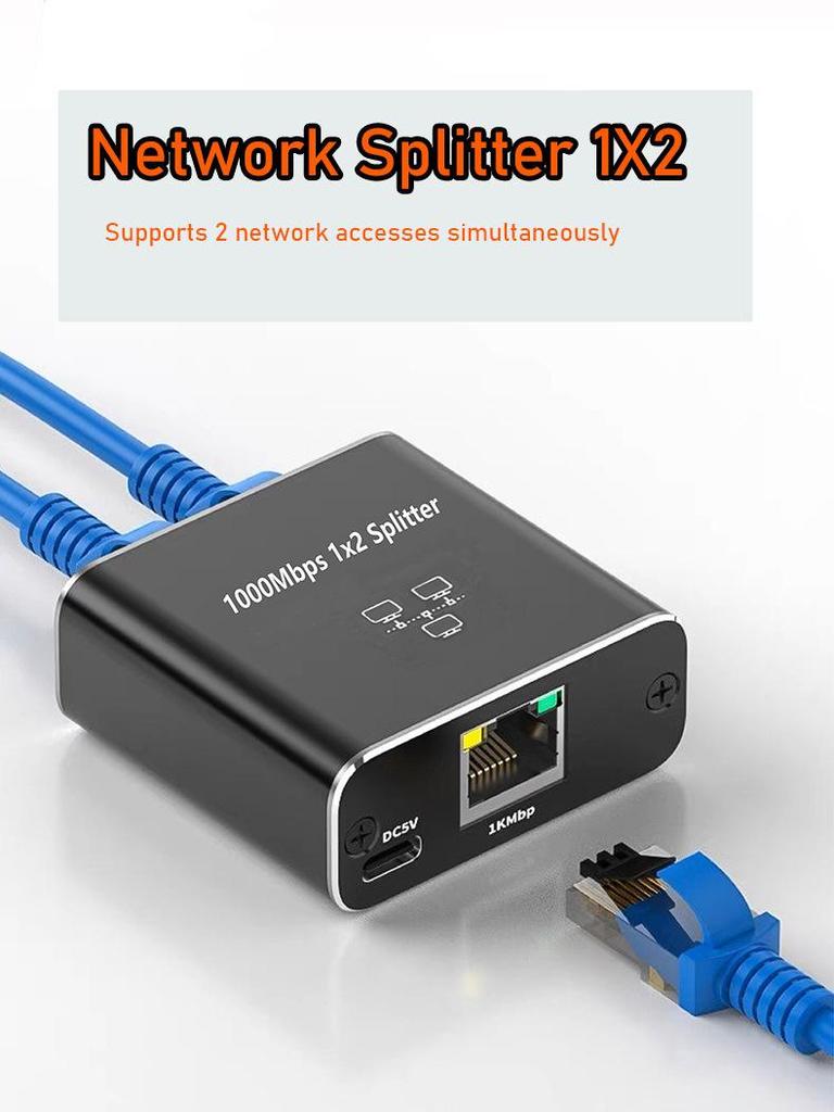 RJ45 Gigabit Network Cable Splitter 1-to-3 Adapter for Broadband Routing