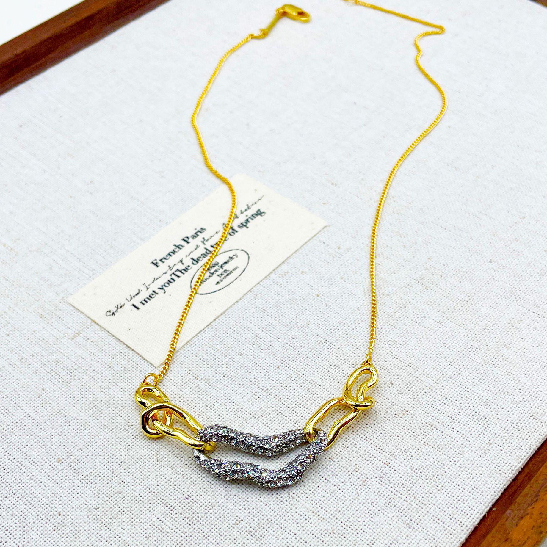 

Европейский и американский дизайн Женская подвеска-ожерелье с бриллиантами в золоте и серебре, Шикарная ключичная цепочка для элегантного стиля