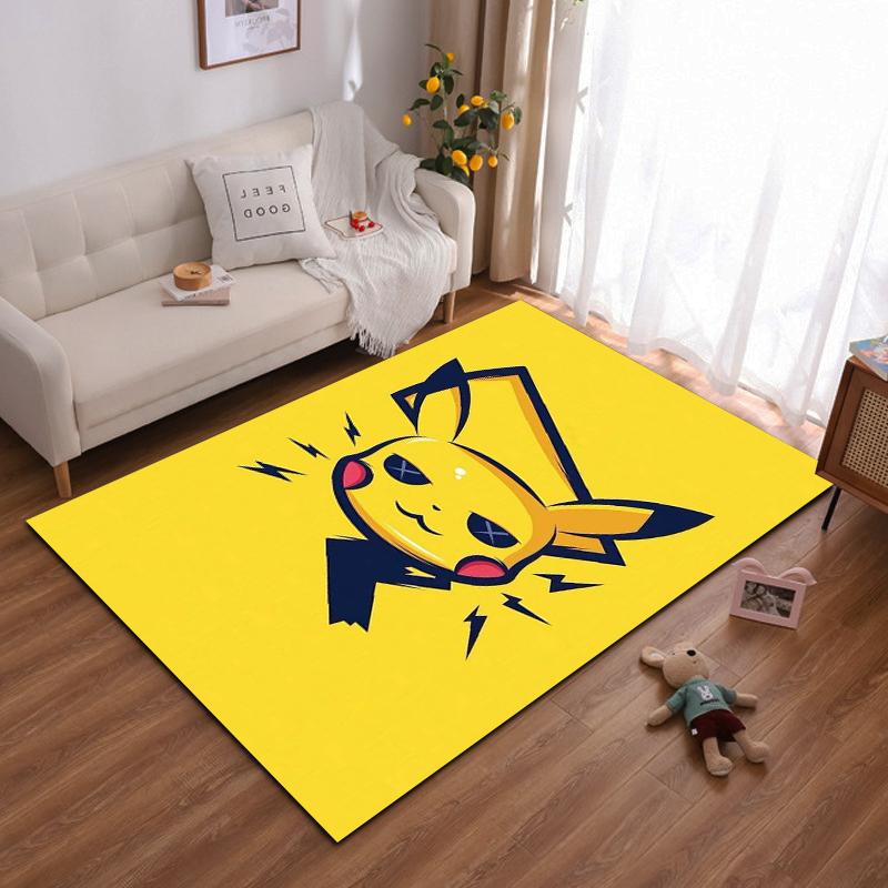 Cute Pikachu-Inspired Yellow Cartoon Rug Non-slip rug suitable for living room and bedroom sofas.