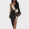 2025 Spring/Summer High-Waist Gold & Black Sequin Dress